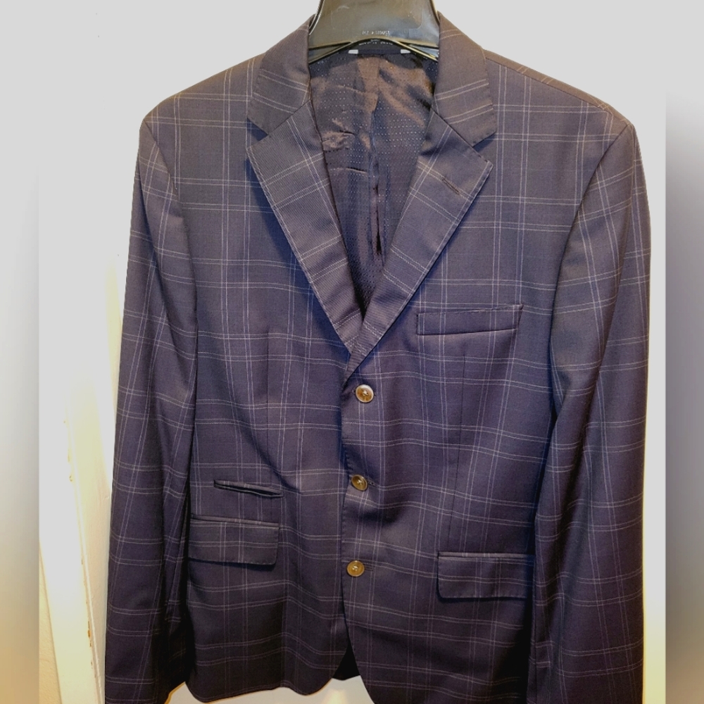 Hugo Boss Dark Navy Plaid Blazer
